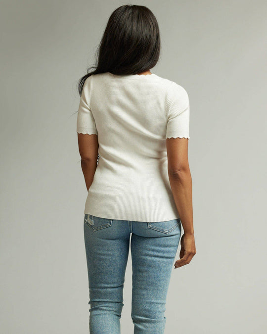 Scallop Short Sleeve Sweater