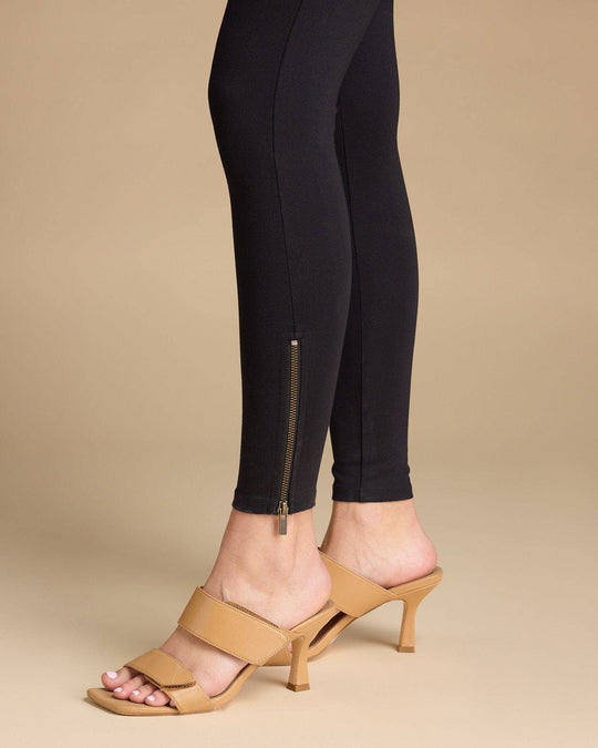 Hazel Zipper Leggings Black Stretch Ponte