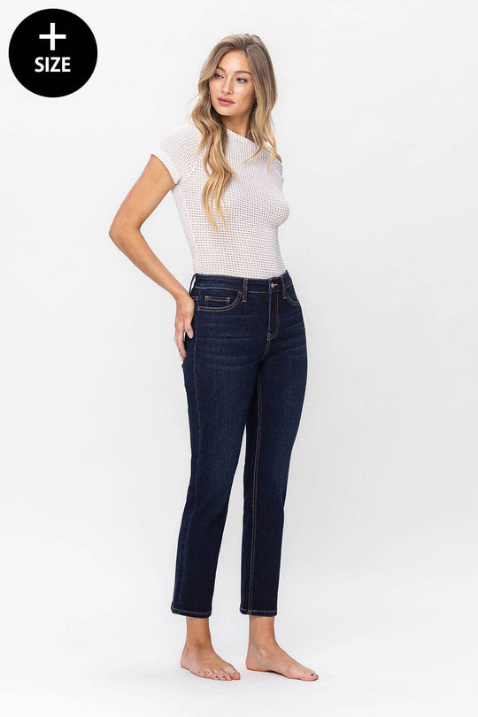 High Rise Ankle Slim Straight Jeans Enraptured Dark Wash Plus Size