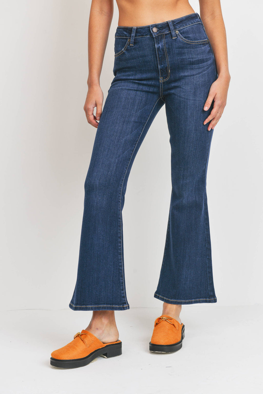 High Rise Jeans Petite Classic Flare Dark Denim