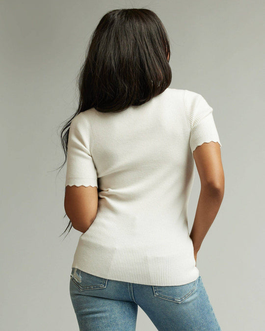 Scallop Short Sleeve Sweater