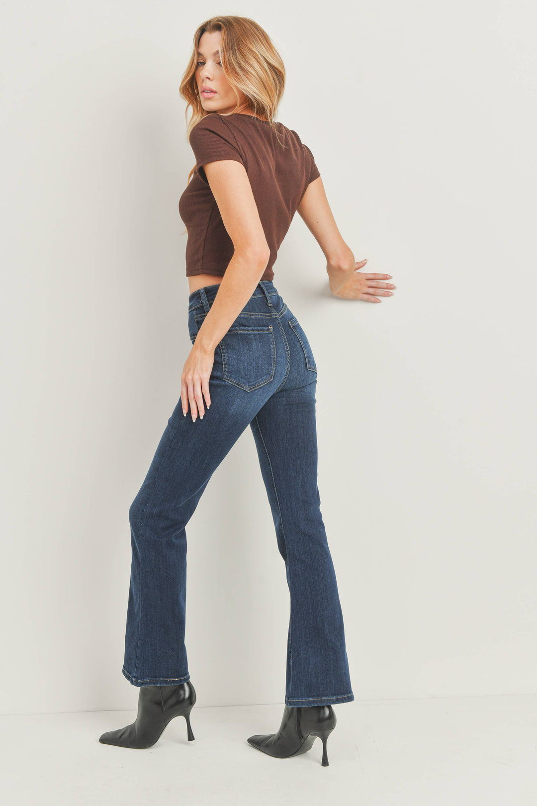 High Rise Jeans Petite Classic Flare Dark Denim