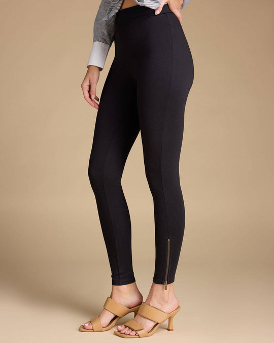 Hazel Zipper Leggings Black Stretch Ponte