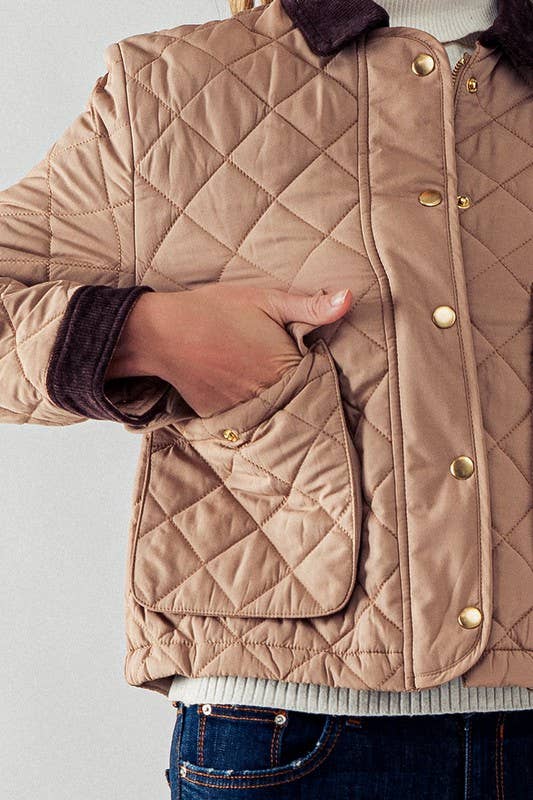 Barn Quilted Padded Jacket with Corduroy Trim