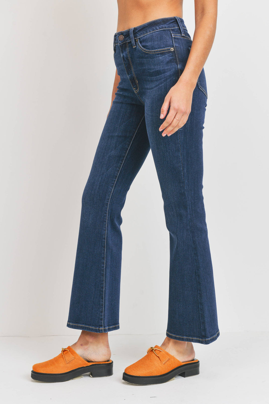 High Rise Jeans Petite Classic Flare Dark Denim