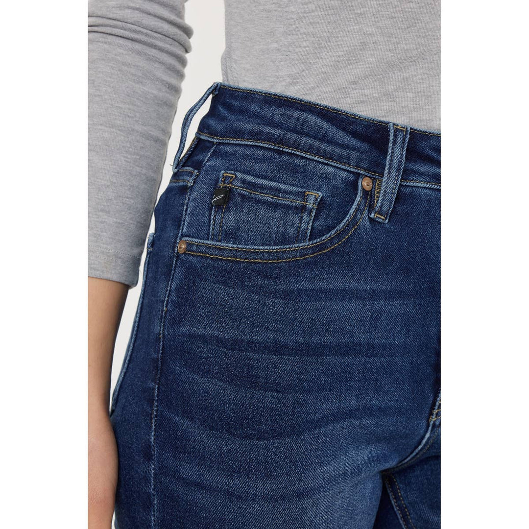 Kan Can High Rise Slim Straight Jeans Dark Stone Wash Denim