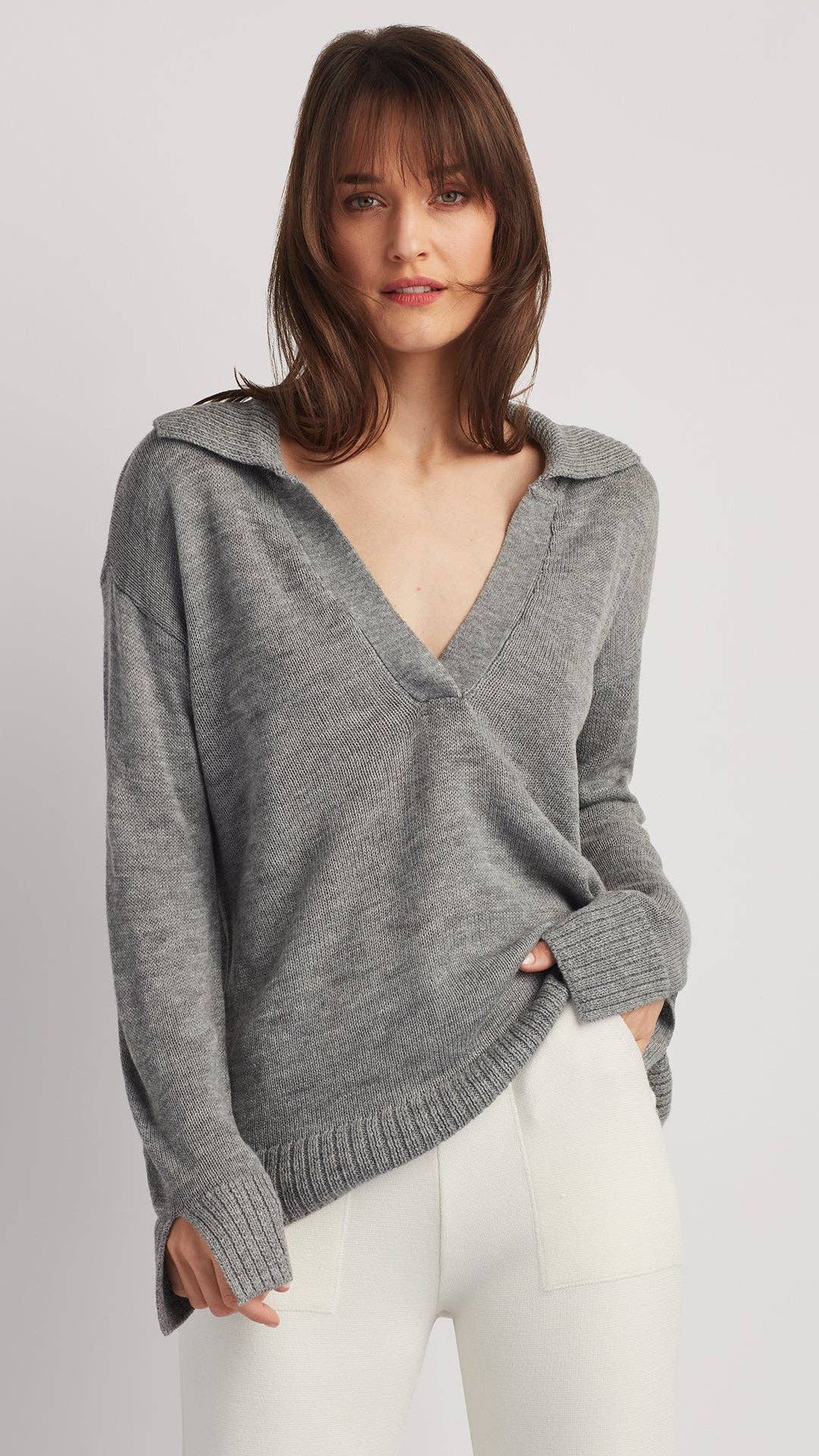 Addison Polo Sweater Top V-Neck