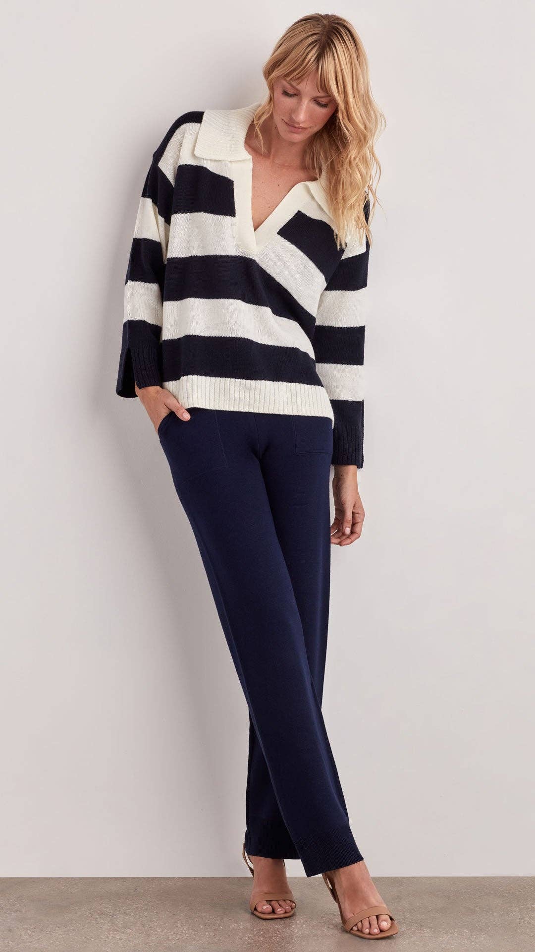 Addison Polo Sweater Top V-Neck