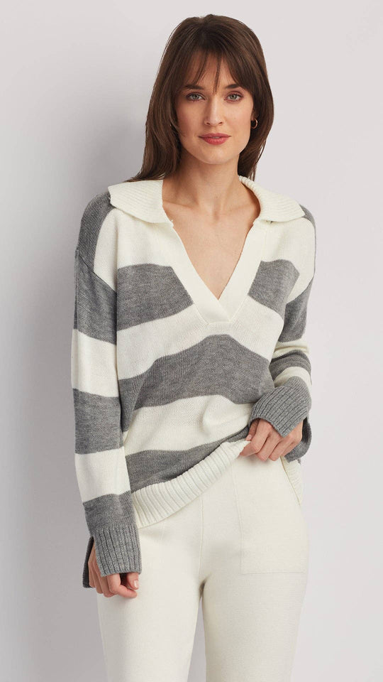 Addison Polo Sweater Top V-Neck