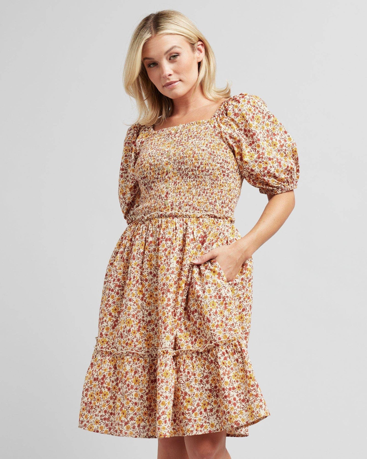 Kendall Floral Smocked Cotton Dress