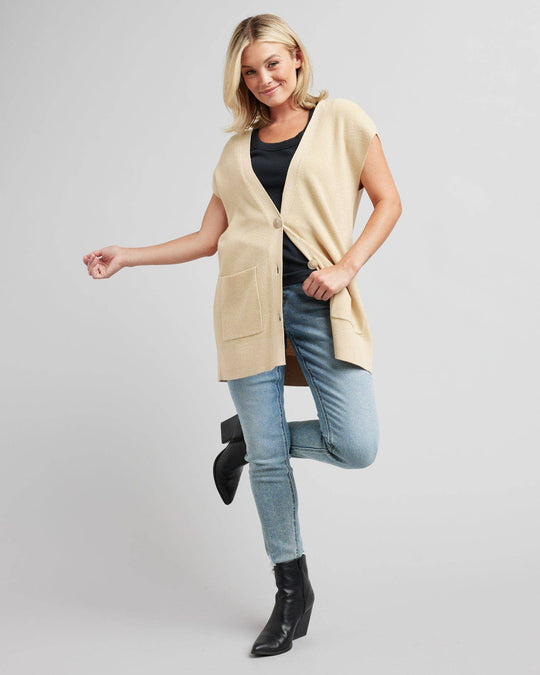 Semester Vest Cardigan in Neutral Color