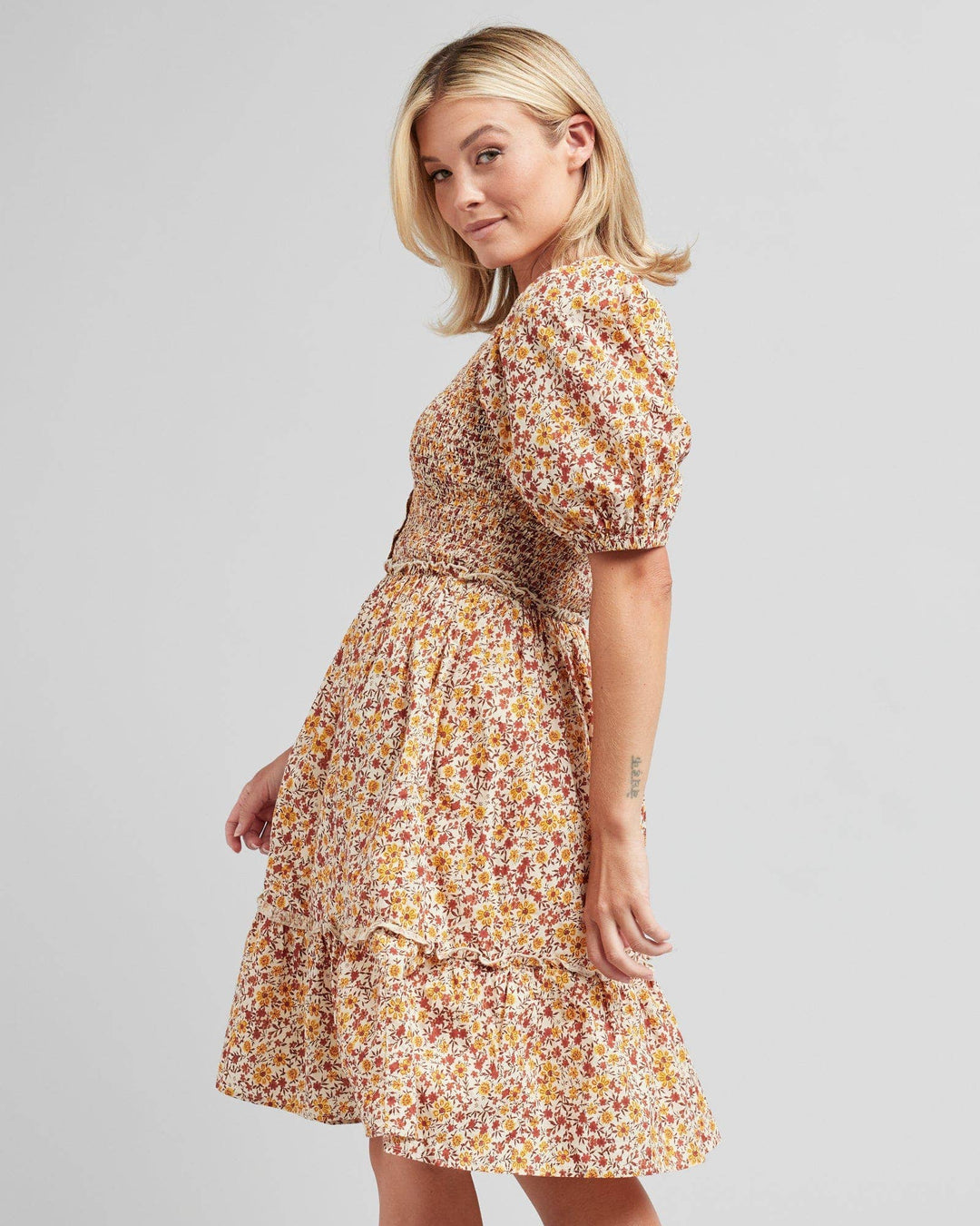 Kendall Floral Smocked Cotton Dress