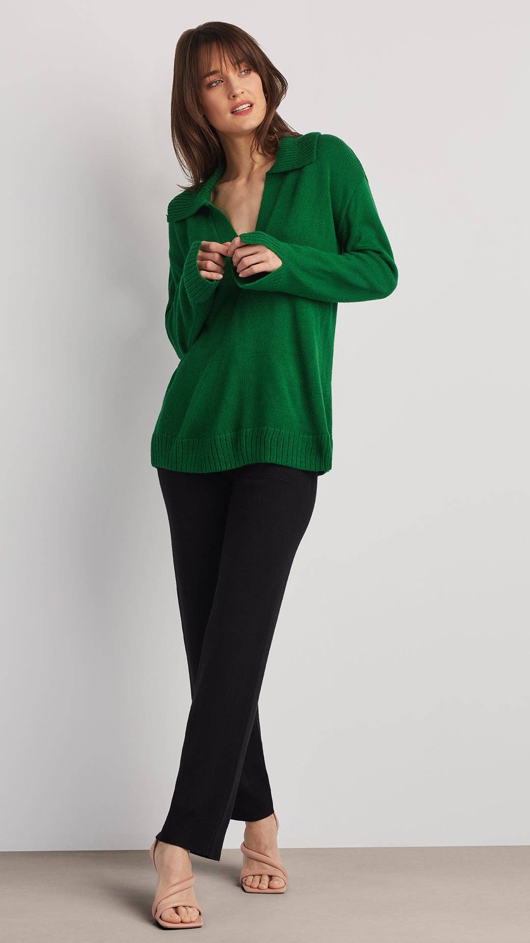 Addison Polo Sweater Top V-Neck