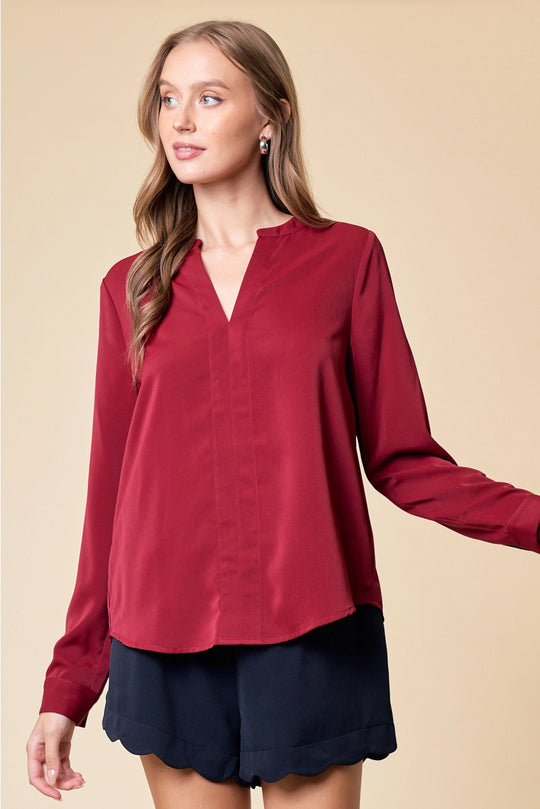 Folded V-Neck Blouse Top - Best Seller!