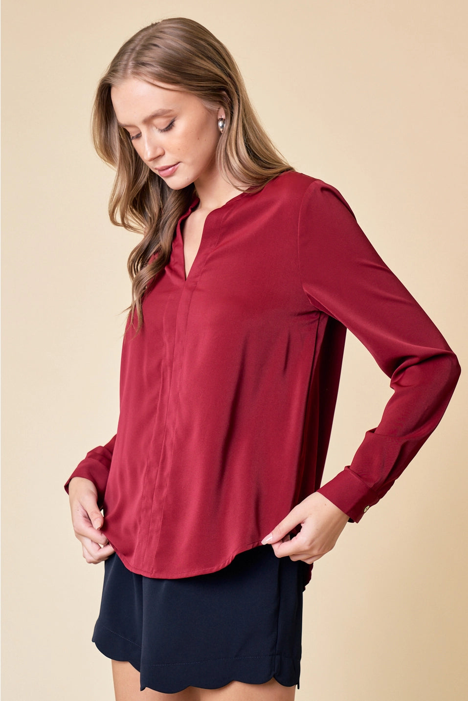 Folded V-Neck Blouse Top - Best Seller!