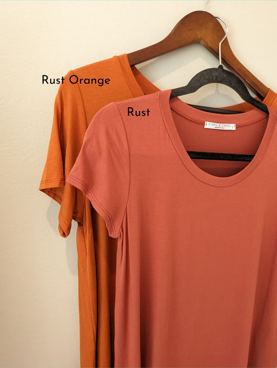 Everyday Tee Solid Round Neck Fall Colors - Best Sellers!