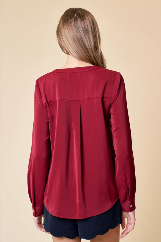 Folded V-Neck Blouse Top - Best Seller!