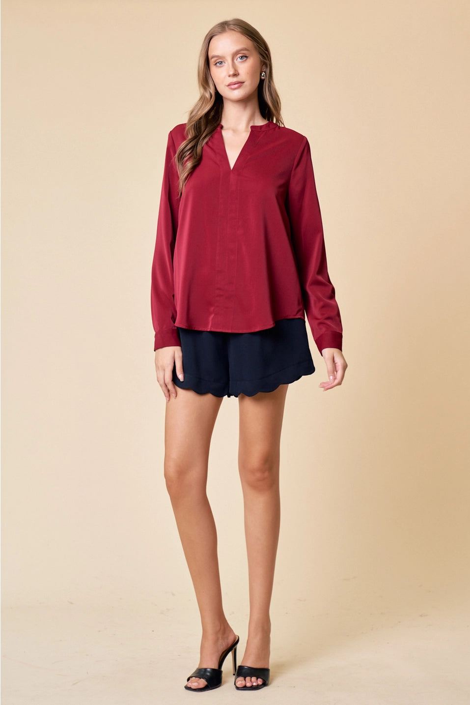 Folded V-Neck Blouse Top - Best Seller!