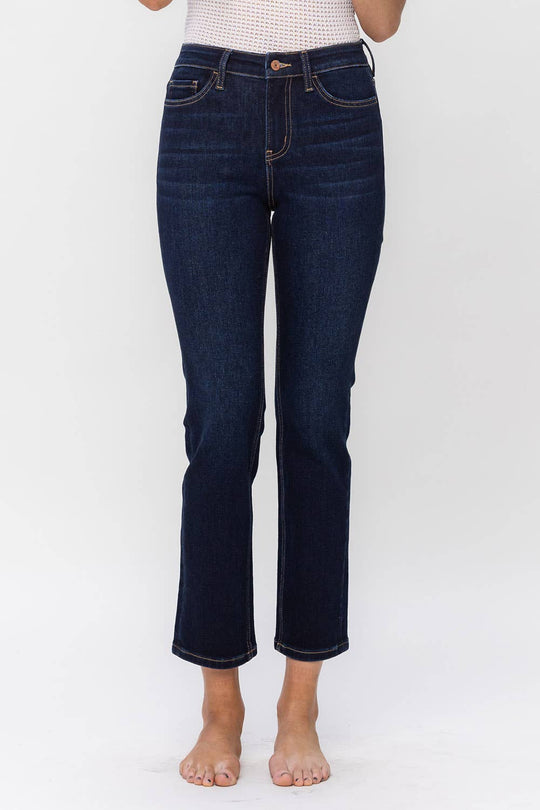 High Rise Ankle Slim Straight Jeans Enraptured Dark Wash