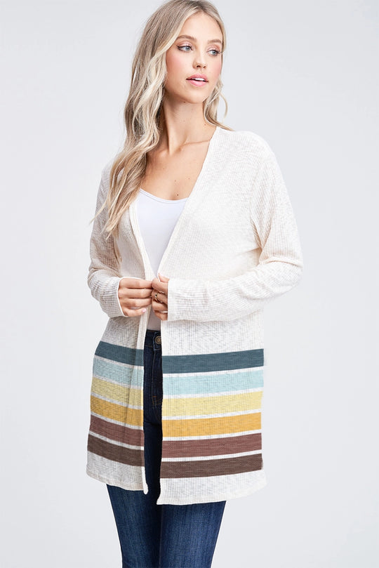 Forever Cardigan Open Front Fall Stripe