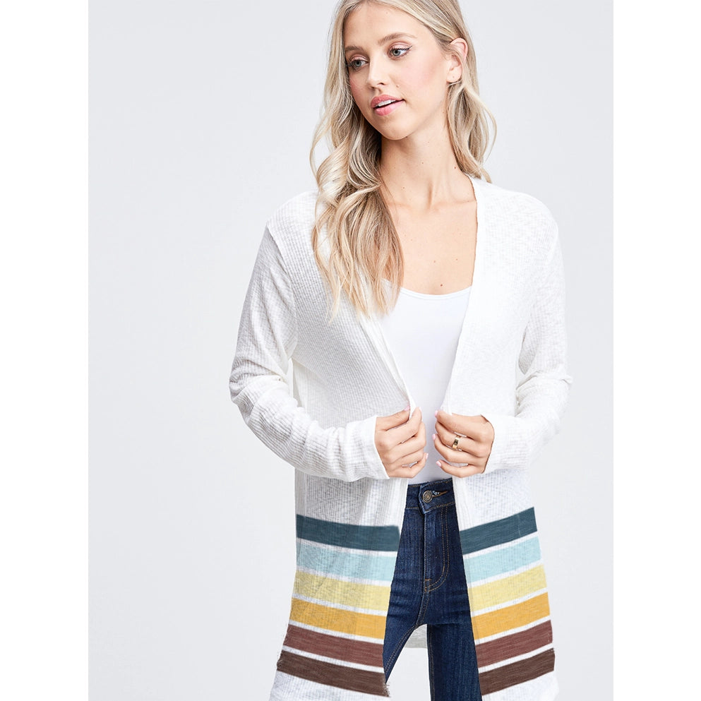 Forever Cardigan Open Front Fall Stripe