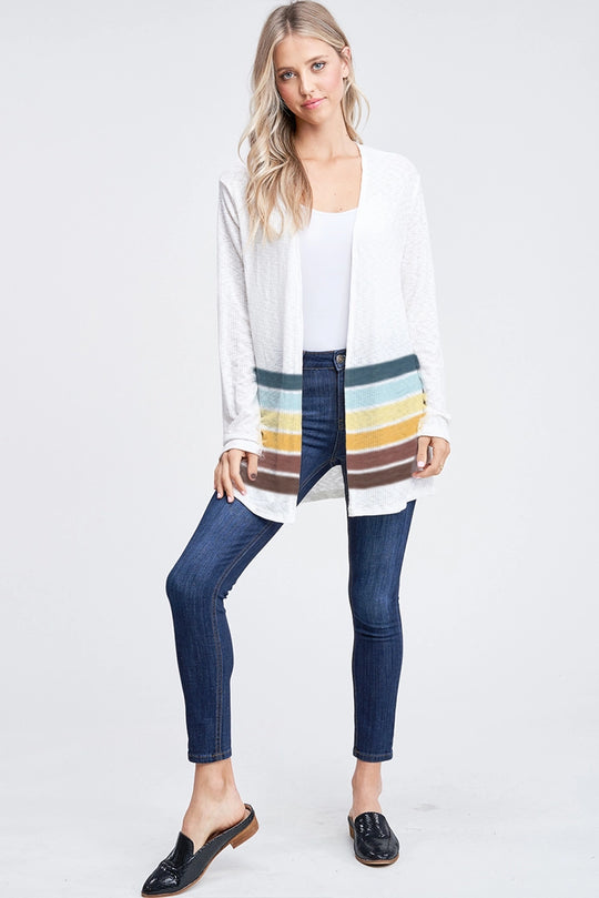 Forever Cardigan Open Front Fall Stripe