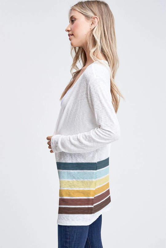 Forever Cardigan Open Front Fall Stripe