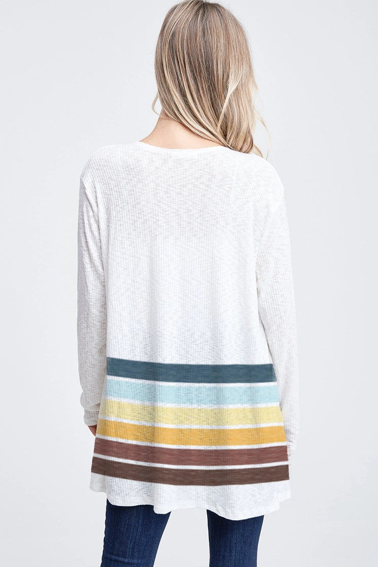 Forever Cardigan Open Front Fall Stripe