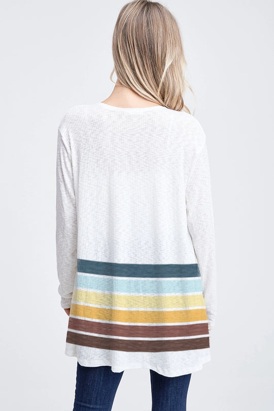 Forever Cardigan Open Front Fall Stripe