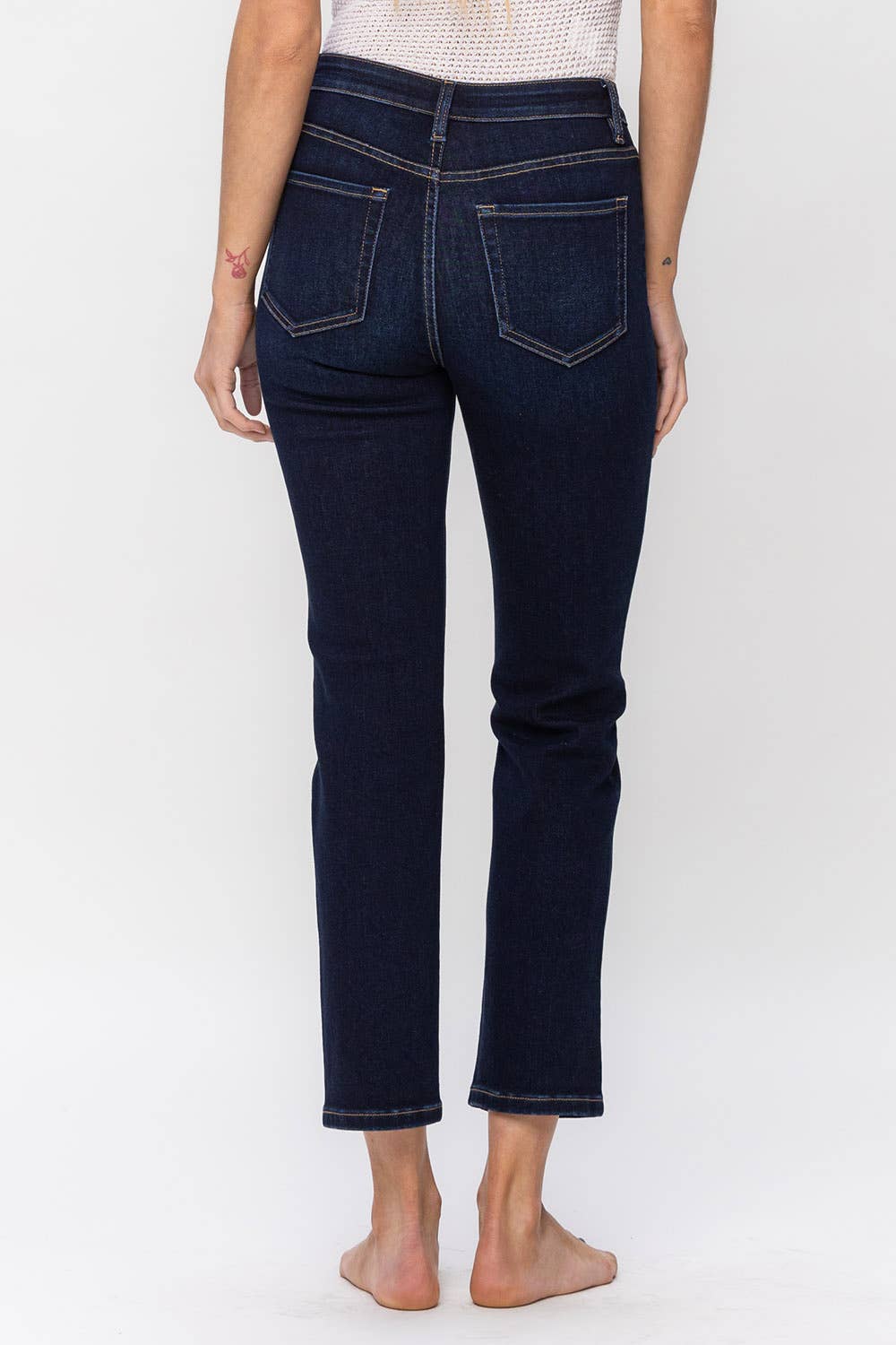 High Rise Ankle Slim Straight Jeans Enraptured Dark Wash