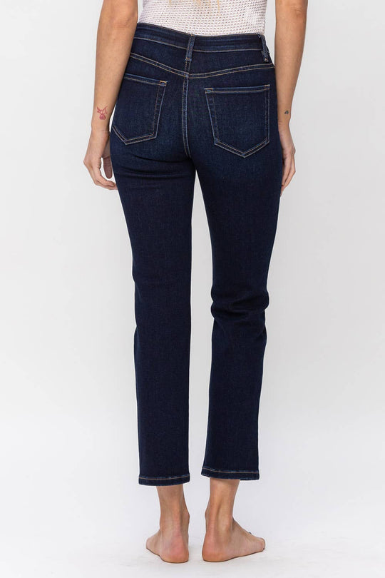 High Rise Ankle Slim Straight Jeans Enraptured Dark Wash