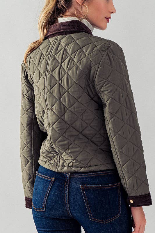 Barn Quilted Padded Jacket with Corduroy Trim