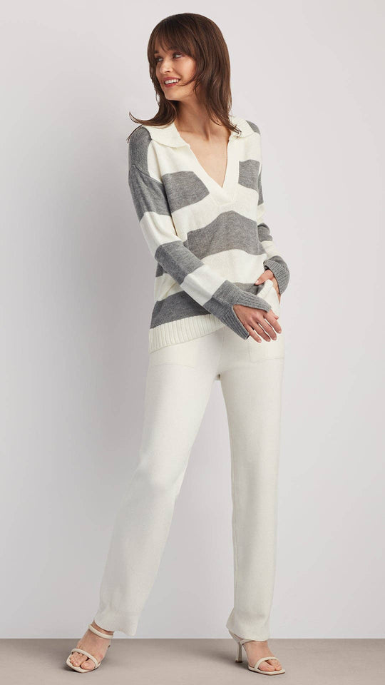 Addison Polo Sweater Top V-Neck