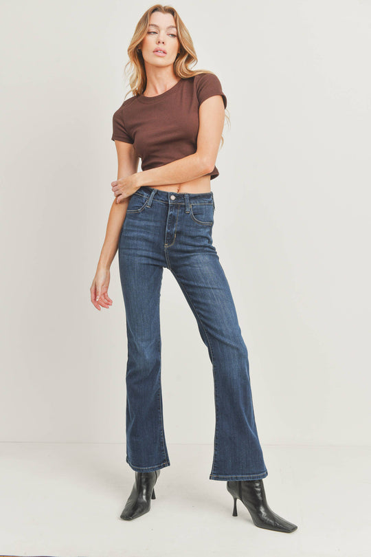 High Rise Jeans Petite Classic Flare Dark Denim