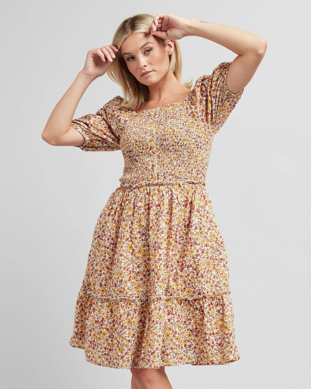 Kendall Floral Smocked Cotton Dress