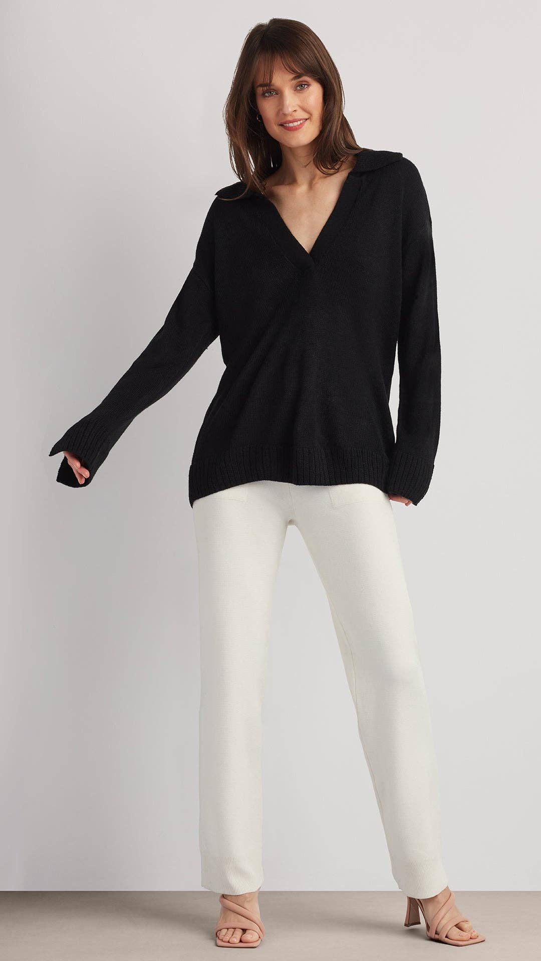 Addison Polo Sweater Top V-Neck