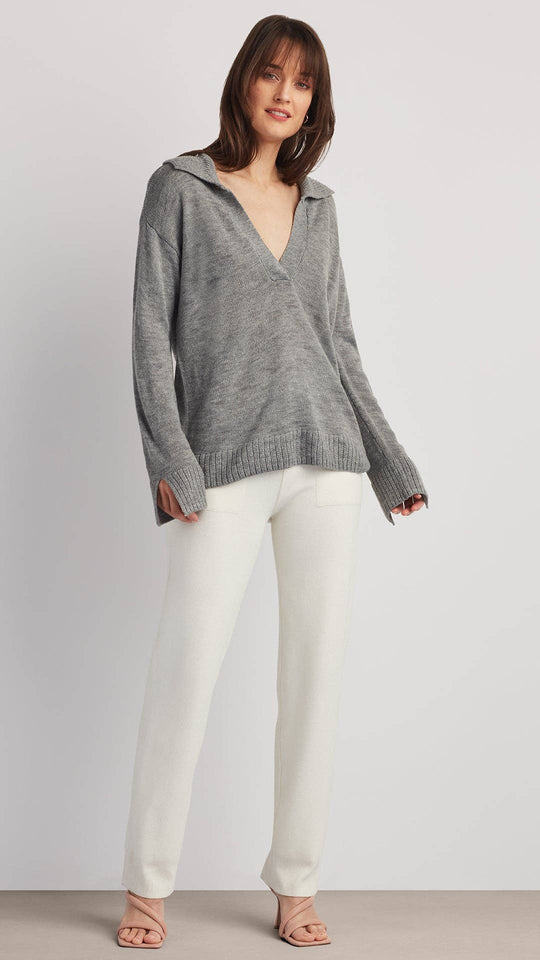 Addison Polo Sweater Top V-Neck