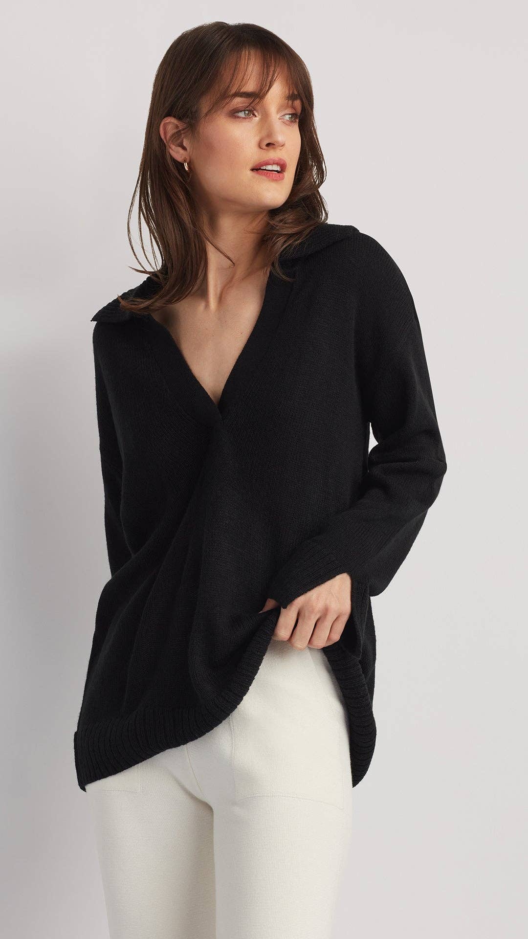 Addison Polo Sweater Top V-Neck