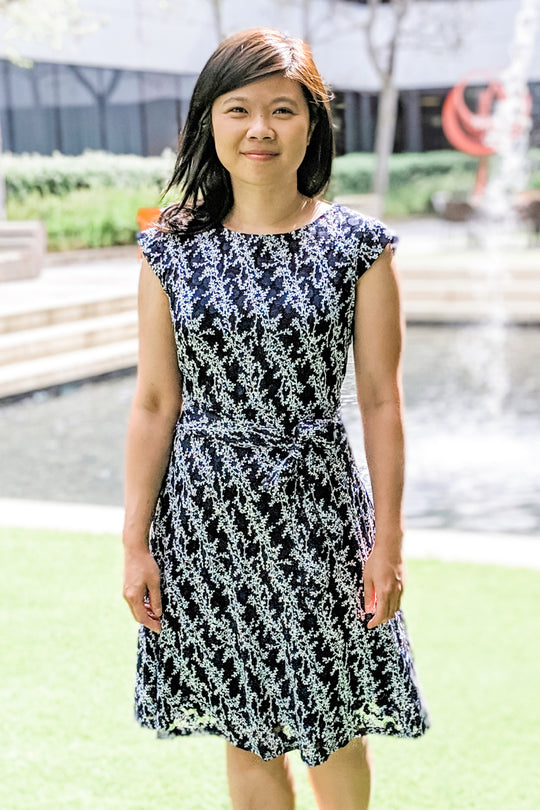 Ivory Floral on Navy Mesh Shift Dress Last ones!