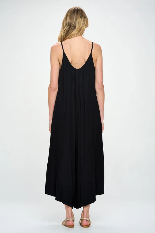 Soft Knit Wide Leg Jumpsuits in Black