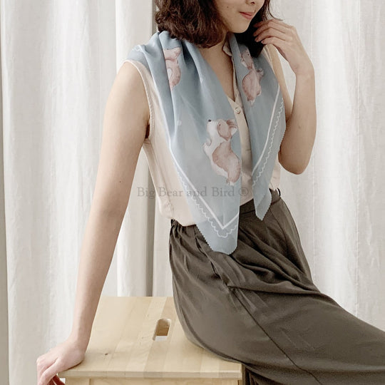 Hand-made Mini Scarf Chiffon Watercolor Animal Print