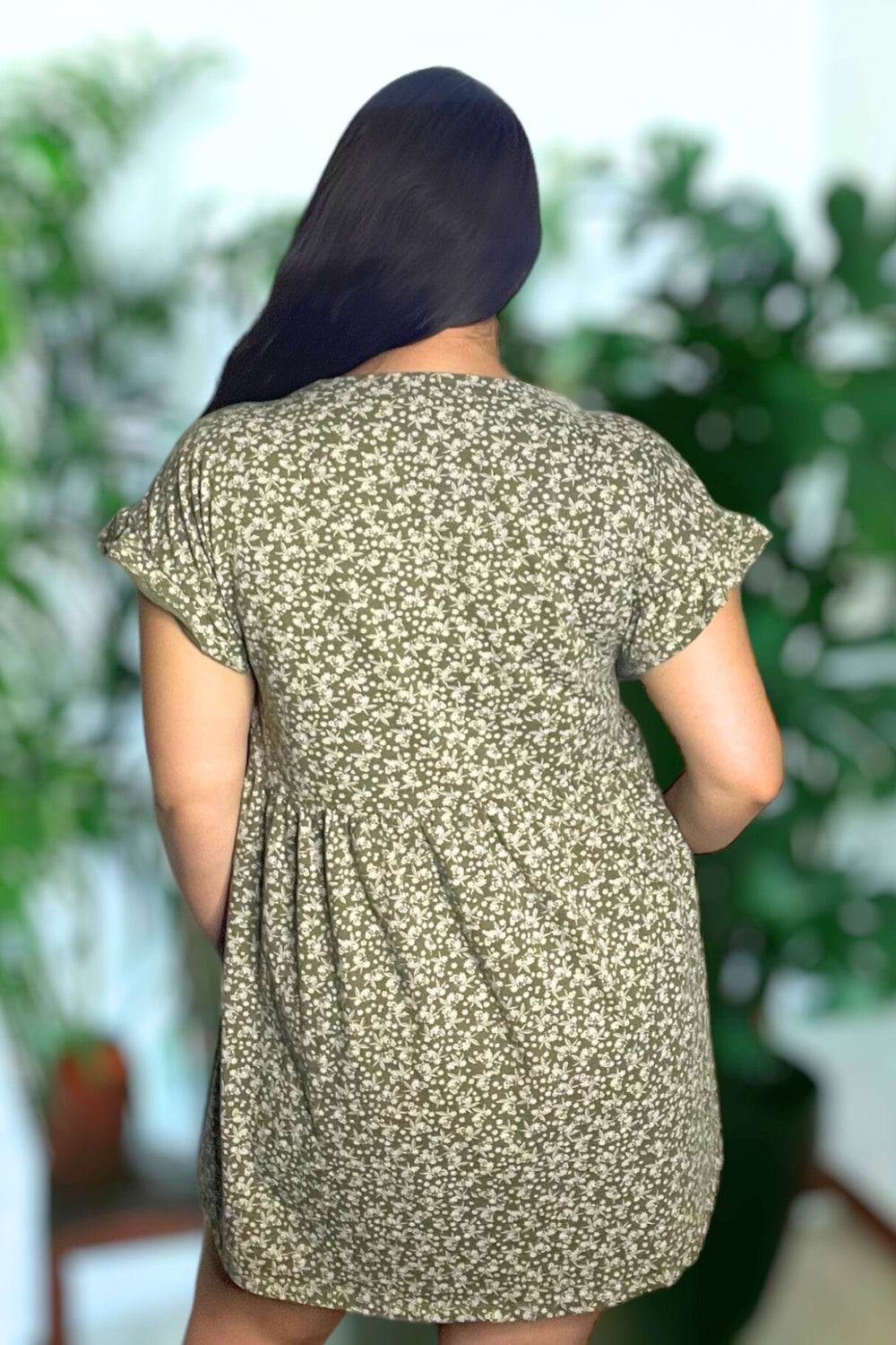 Naomi Swing Tee Organic Dress in Army Green Floral - Mallory Jo Boutique Naomi Swing Tee Organic Dress in Army Green Floral - Mallory Jo Boutique