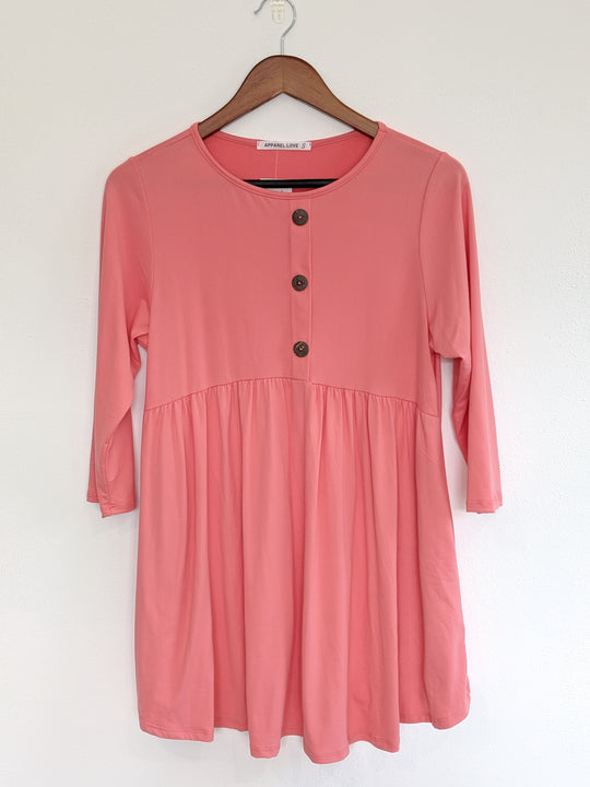 Relaxed Faux Button Top Baby Suede