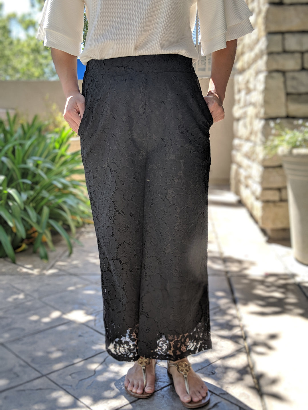 Lace Wide Leg Crop Pants