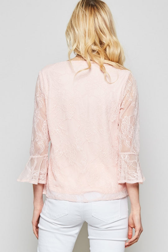 Bell Sleeve Lace Top Tie Knot 3/4 sleeves Last Ones!