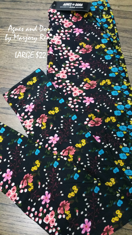 Agnes & Dora Leggings Baby Suede Size Large (12-18) Floral Prints