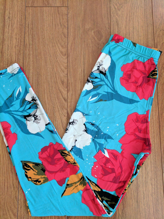 Agnes & Dora Leggings Baby Suede Size Large (12-18) Floral Prints