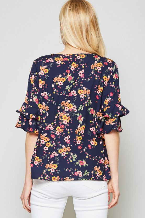 Two Tiered Ruffle Sleeve Top Floral Prints Last Ones!