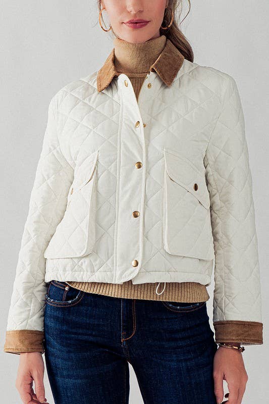 Barn Quilted Padded Jacket with Corduroy Trim