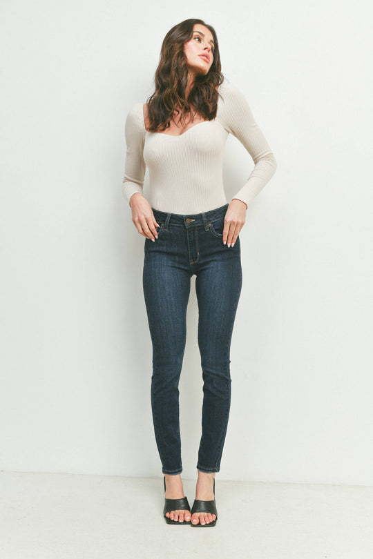 Classic Mid Rise Super Skinny Jeans Dark Wash